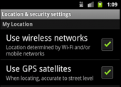 Location and security settings