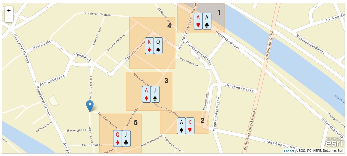 map of a City Poker gamefield